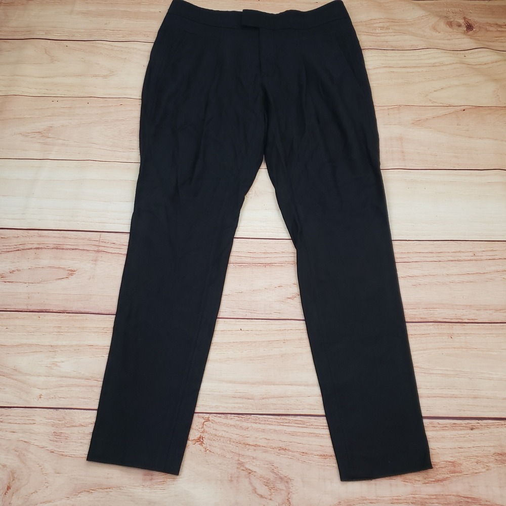 Helmut Lang Pants Womens 8 Black Trousers Virgin Wool Straight Leg Dress Pants‎
